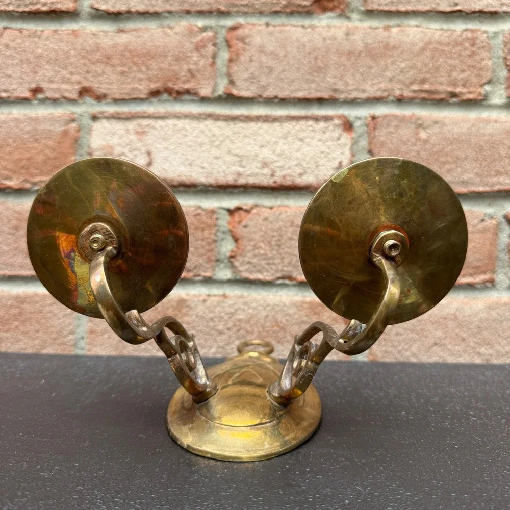 Unbranded Brass Wall Sconce Candle Holder Gold Vintage Double Arm MCM Regency